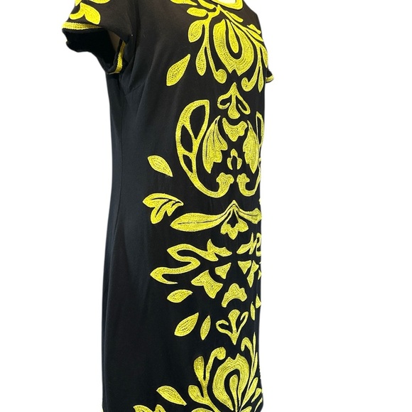 INC International Concepts Black and Yellow Sheath Mini Dress - Picture 2 of 8